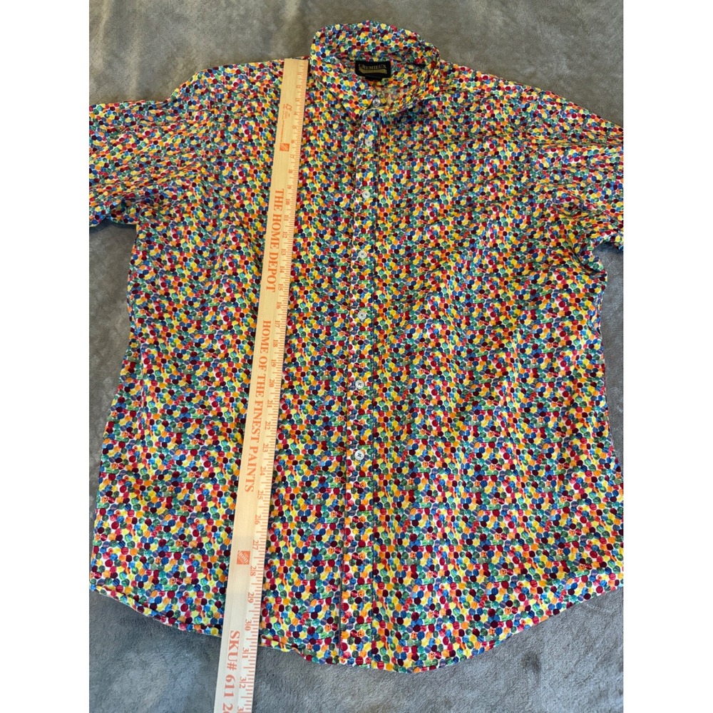 Cremieux Mens XXL Multi Color Polka Dot Short Sleeve Button‎ Down Shirt Stretch - Picture 2 of 7